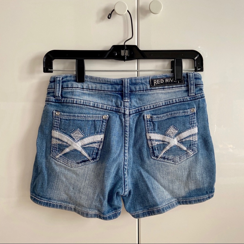 Red Rivet Girls’ Sequined Denim Shorts - Picture 2 of 4
